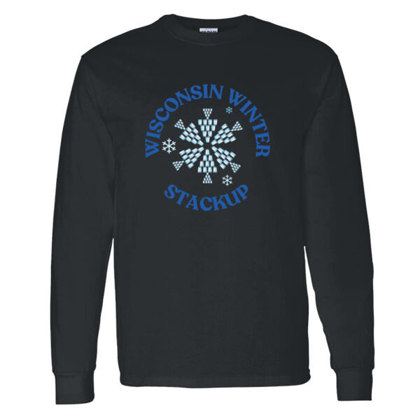Wisconsin Winter Stackup - Heavy Cotton 100% Cotton Long Sleeve T Shirt Thumbnail